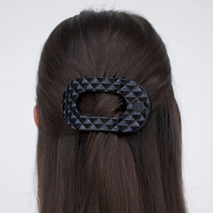 TELETIES Round Flat Quilted Hair Clip-Medium