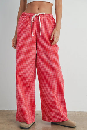 Drawstring Checked Pants