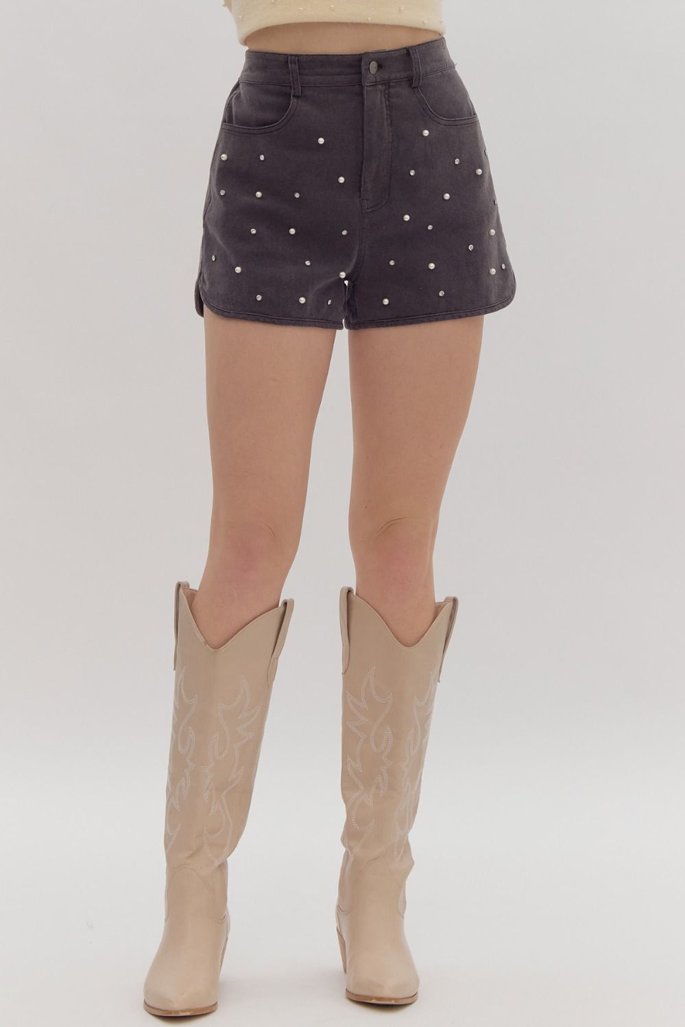 Entro Pearl/Rhinestone Denim Shorts