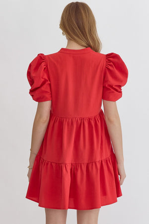 Entro Puff Sleeve Tiered Dress