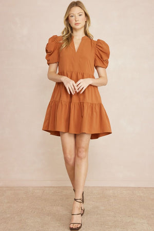 Entro Tiered Ruched Sleeve Dress