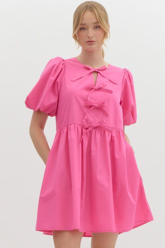 Entro Bubble Sleeve Short Dress