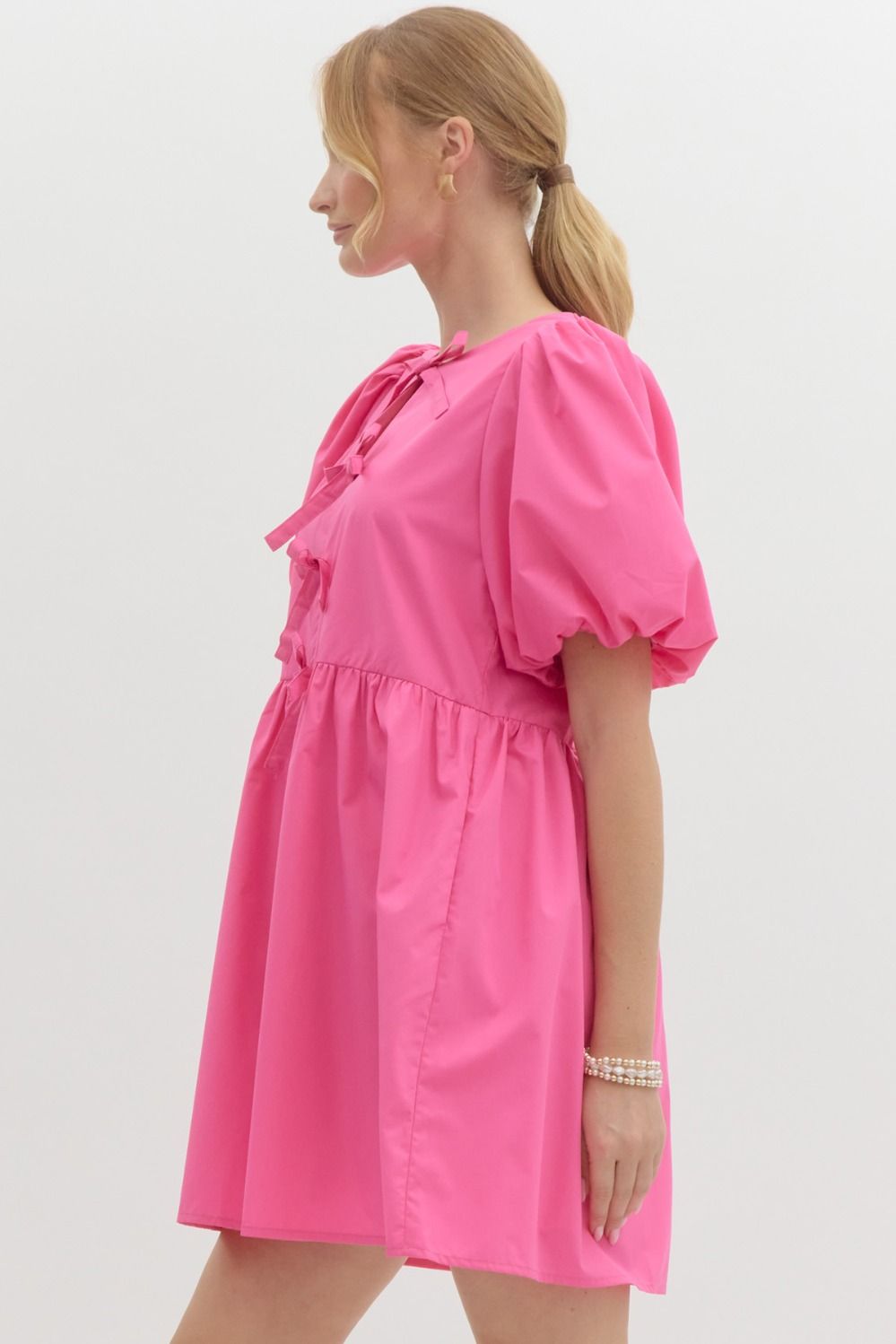 Entro Bubble Sleeve Short Dress