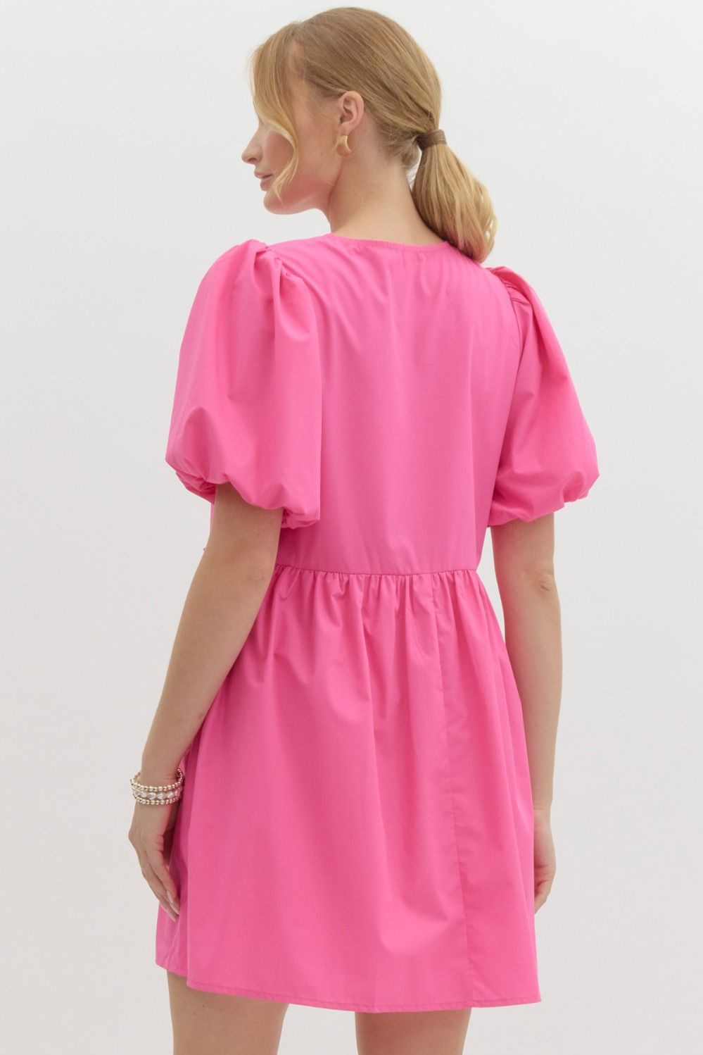 Entro Bubble Sleeve Short Dress