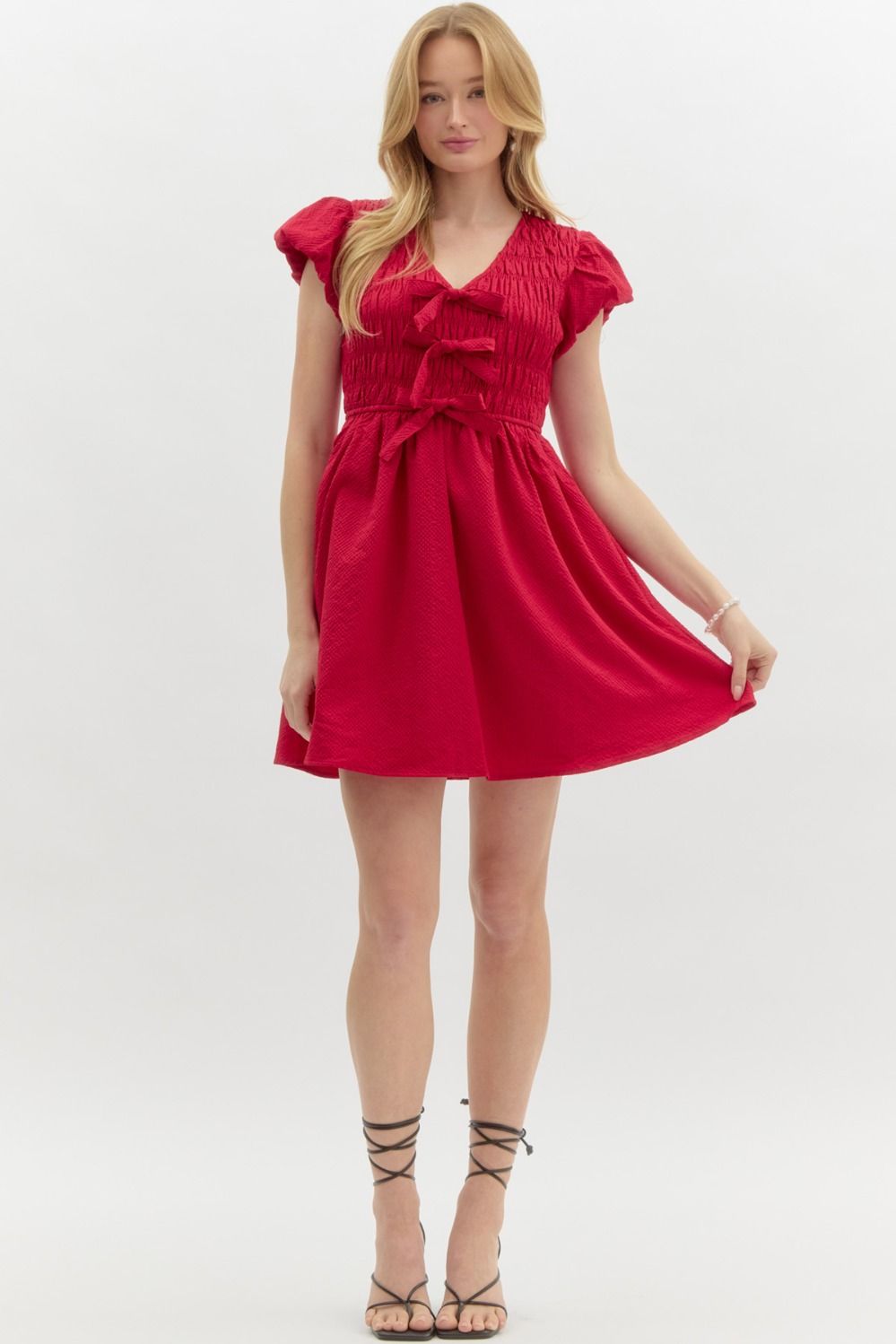 Entro Textured Bow Detail Dress