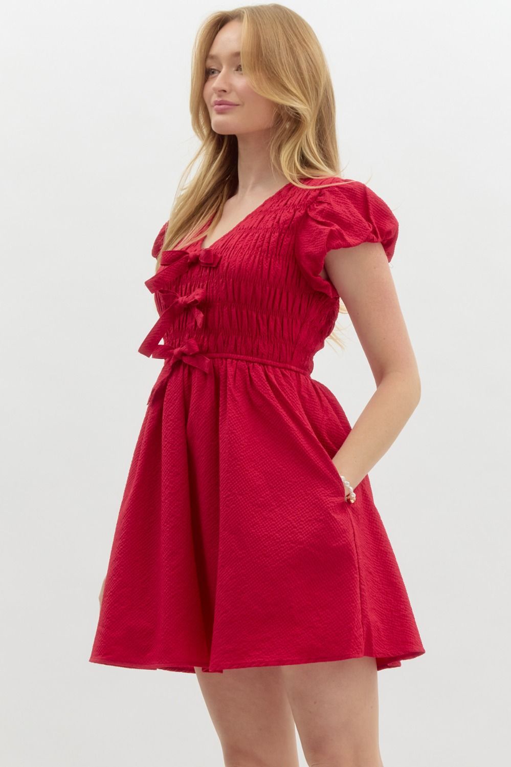 Entro Textured Bow Detail Dress