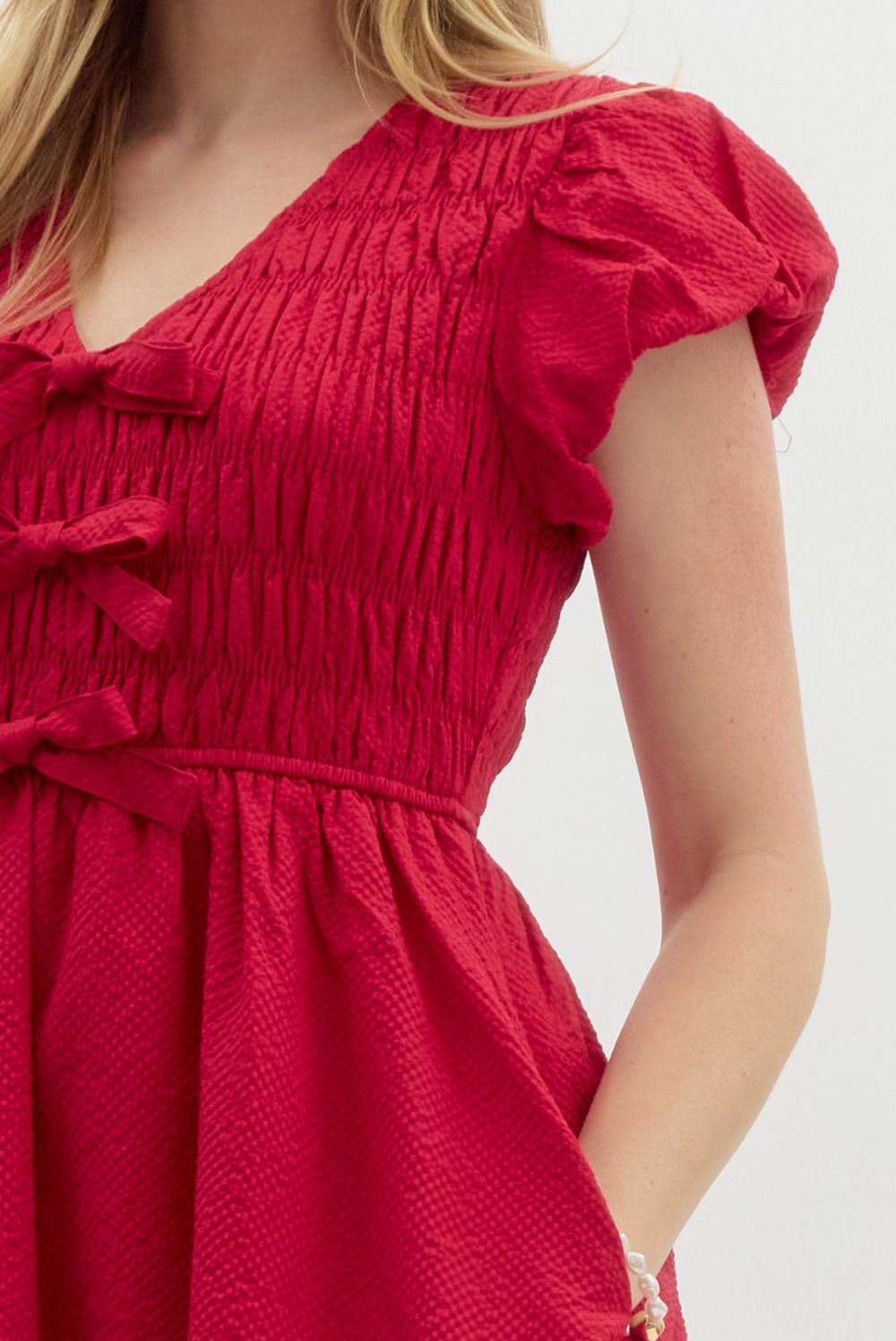 Entro Textured Bow Detail Dress