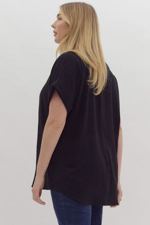 Entro Plus Scoop-neck Turned Up Sleeve Top