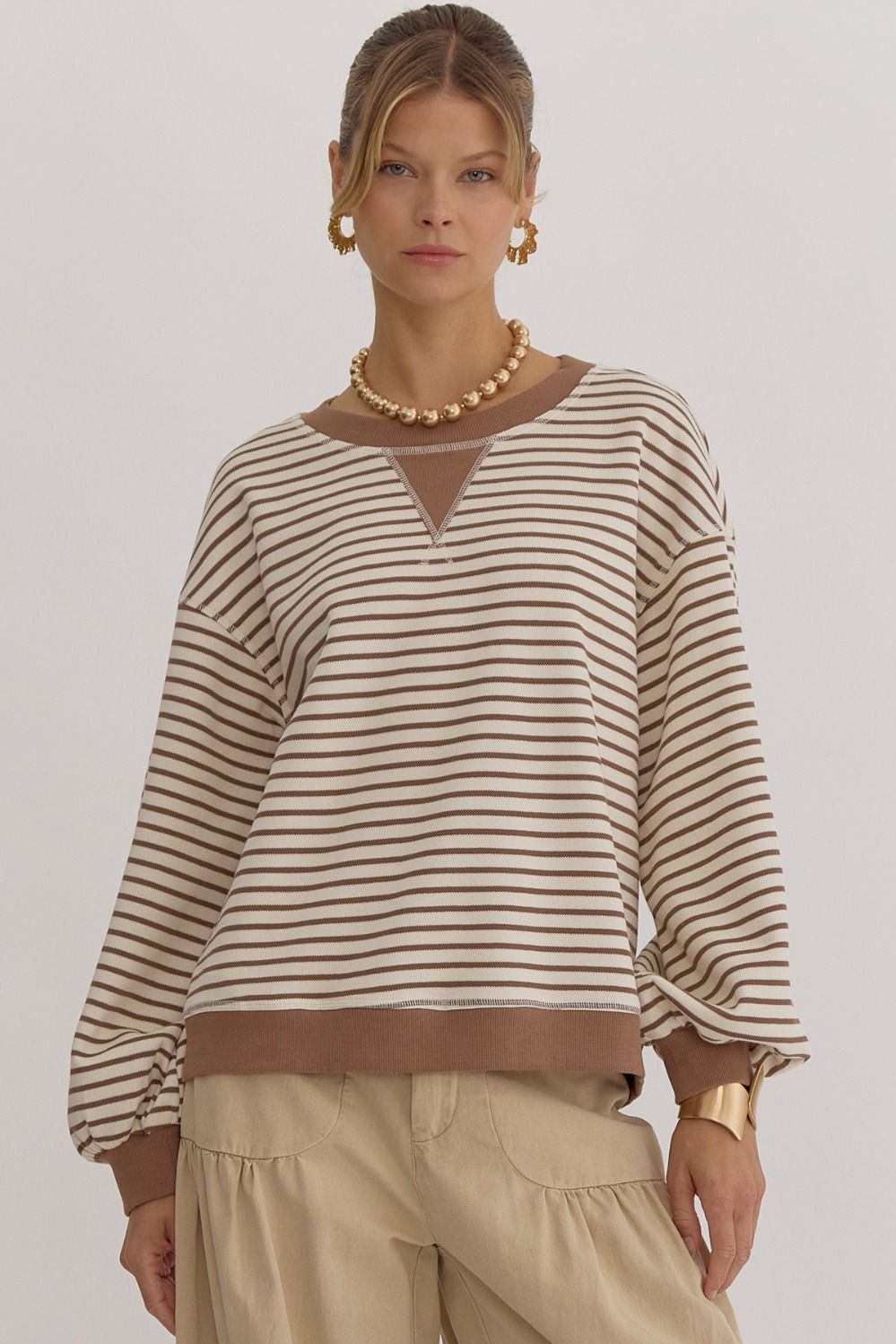 Entro Stripe Print L/S Top