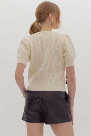 Entro Bow Cable Knit Sweater