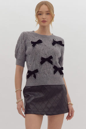 Entro Bow Cable Knit Sweater