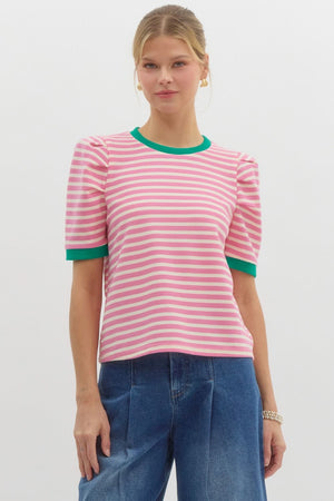 Entro Striped Pullover Top