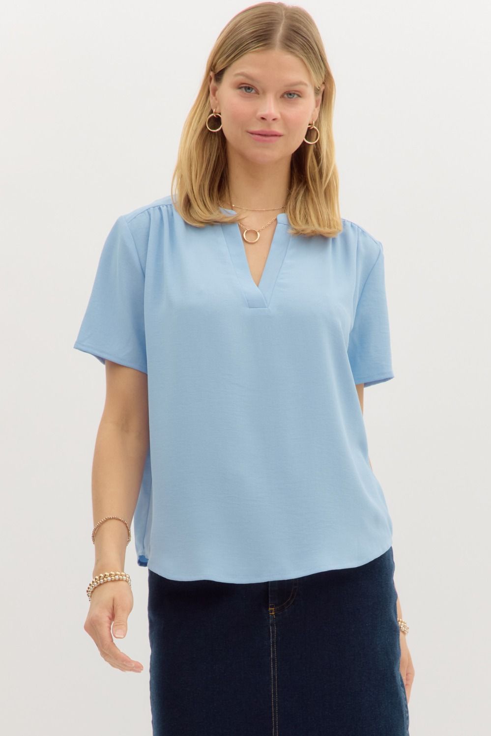 Entro Classic Split V-Neck Top