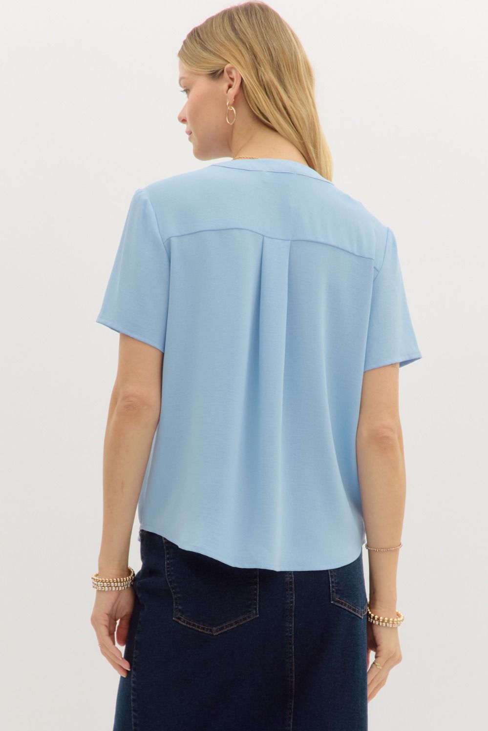 Entro Classic Split V-Neck Top