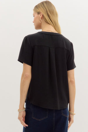 Entro Classic Split V-Neck Top
