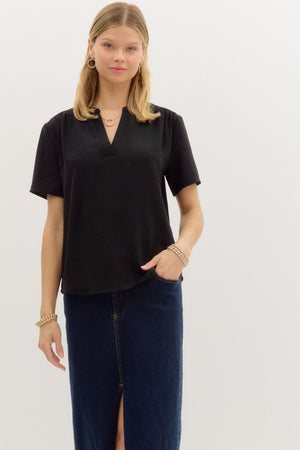 Entro Classic Split V-Neck Top