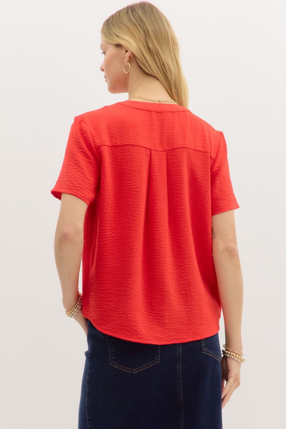 Entro Classic Split V-Neck Top