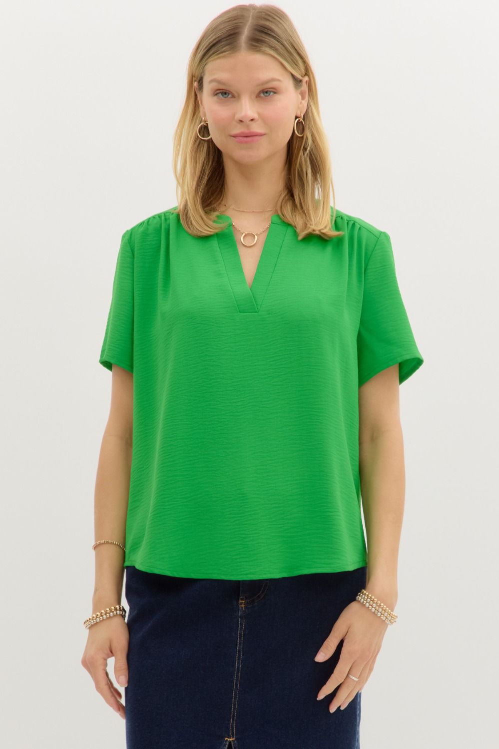 Entro Classic Split V-Neck Top