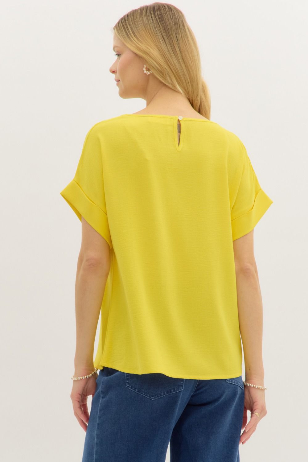 Entro Classic Round Neck Rolled Sleeve Top