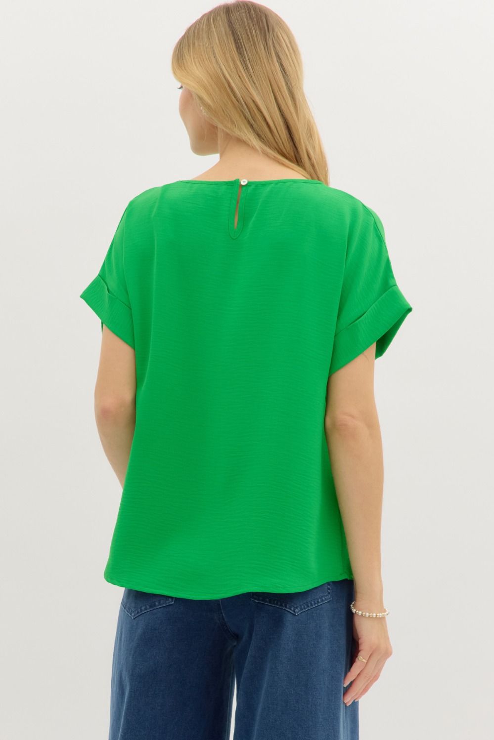 Entro Classic Round Neck Rolled Sleeve Top