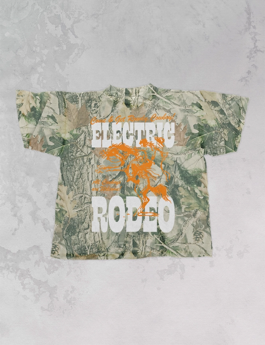Camo Electric Rodeo, Country Western Oversized Graphic Tee