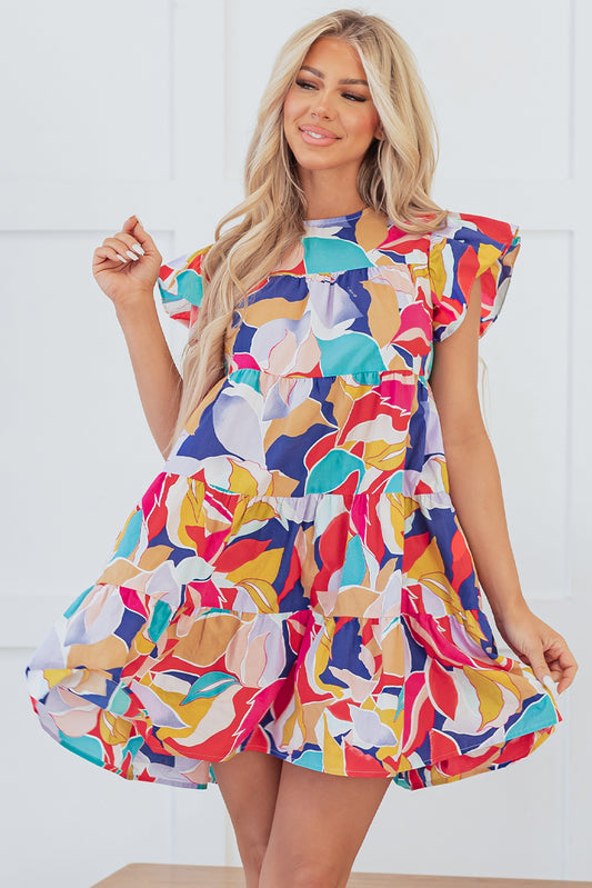 Fun In The Sun Floral Astract Short Dress