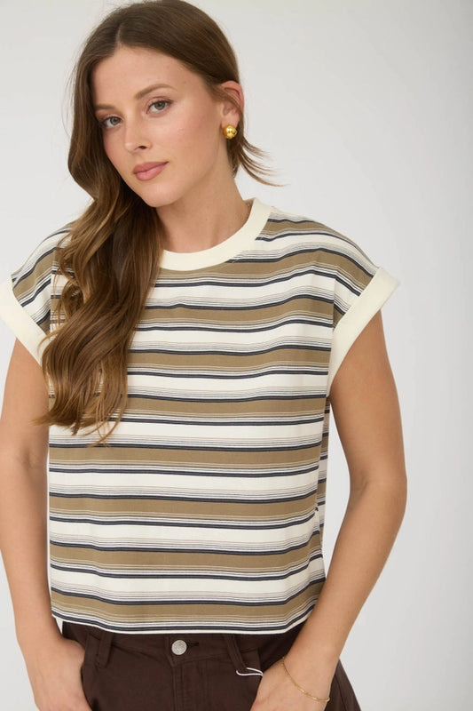Cream Multi Stripe Top