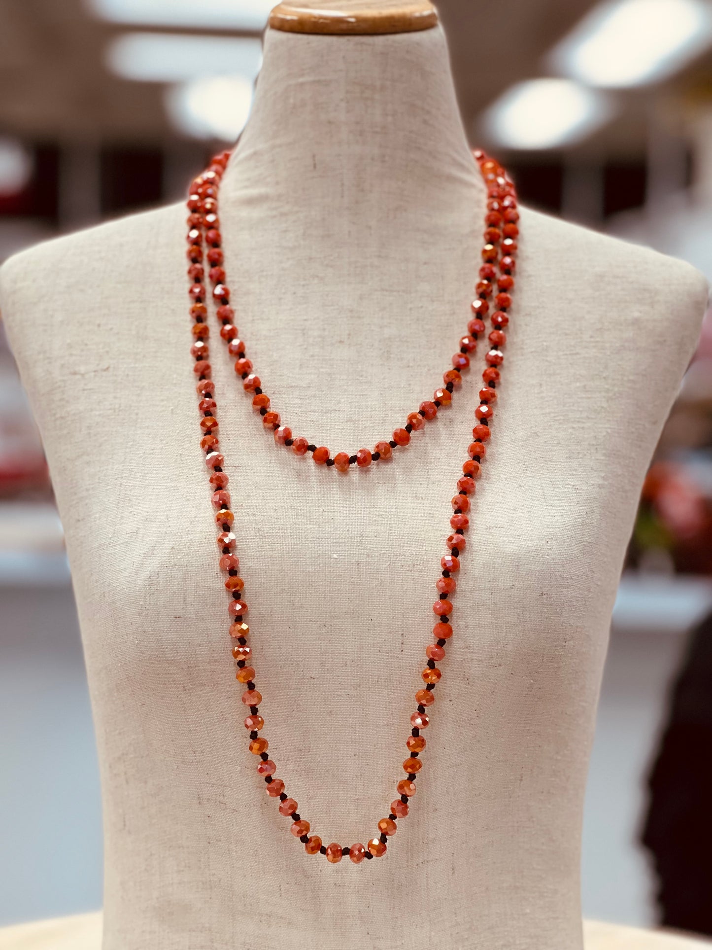 Crystal Bead Long Necklace
