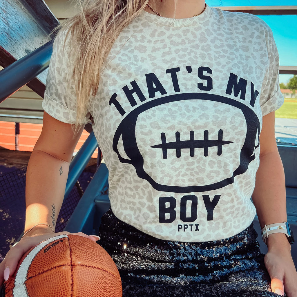PPTX That's My Boy Leopard Football Graphic Tee
