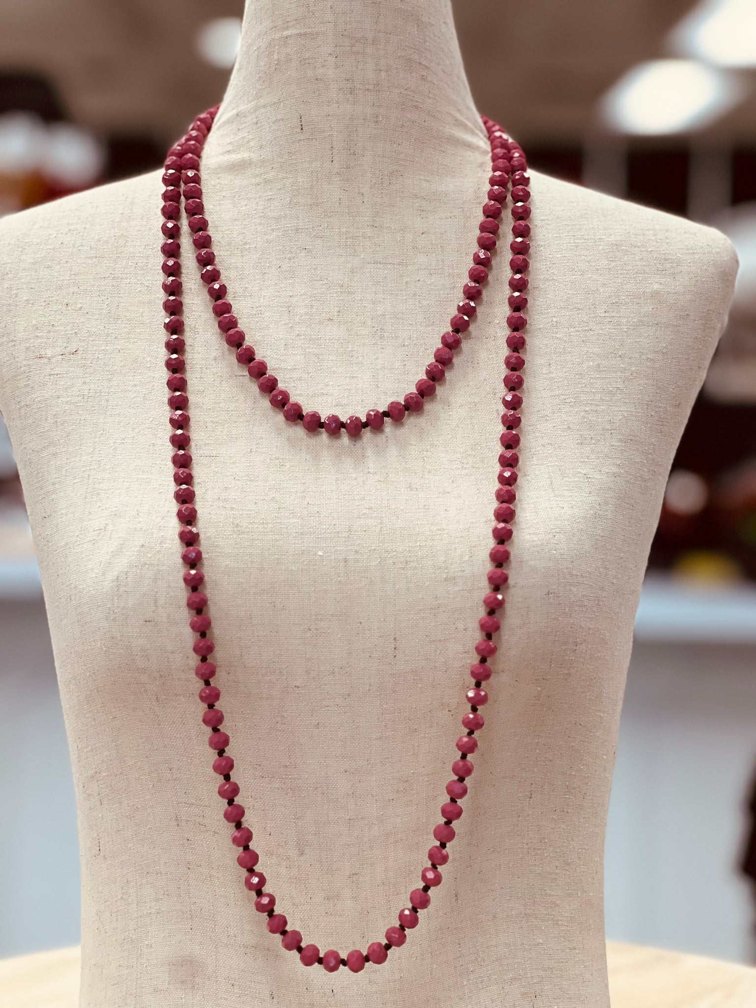 Crystal Bead Long Necklace