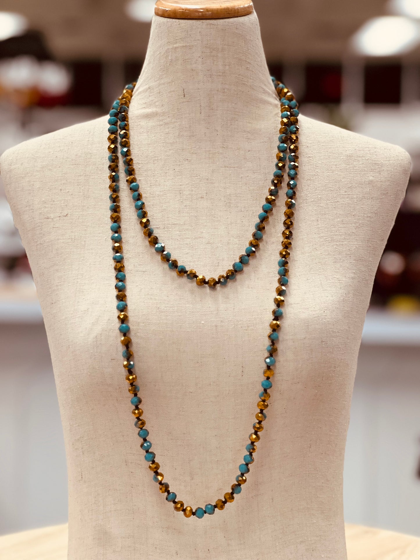 Crystal Bead Long Necklace