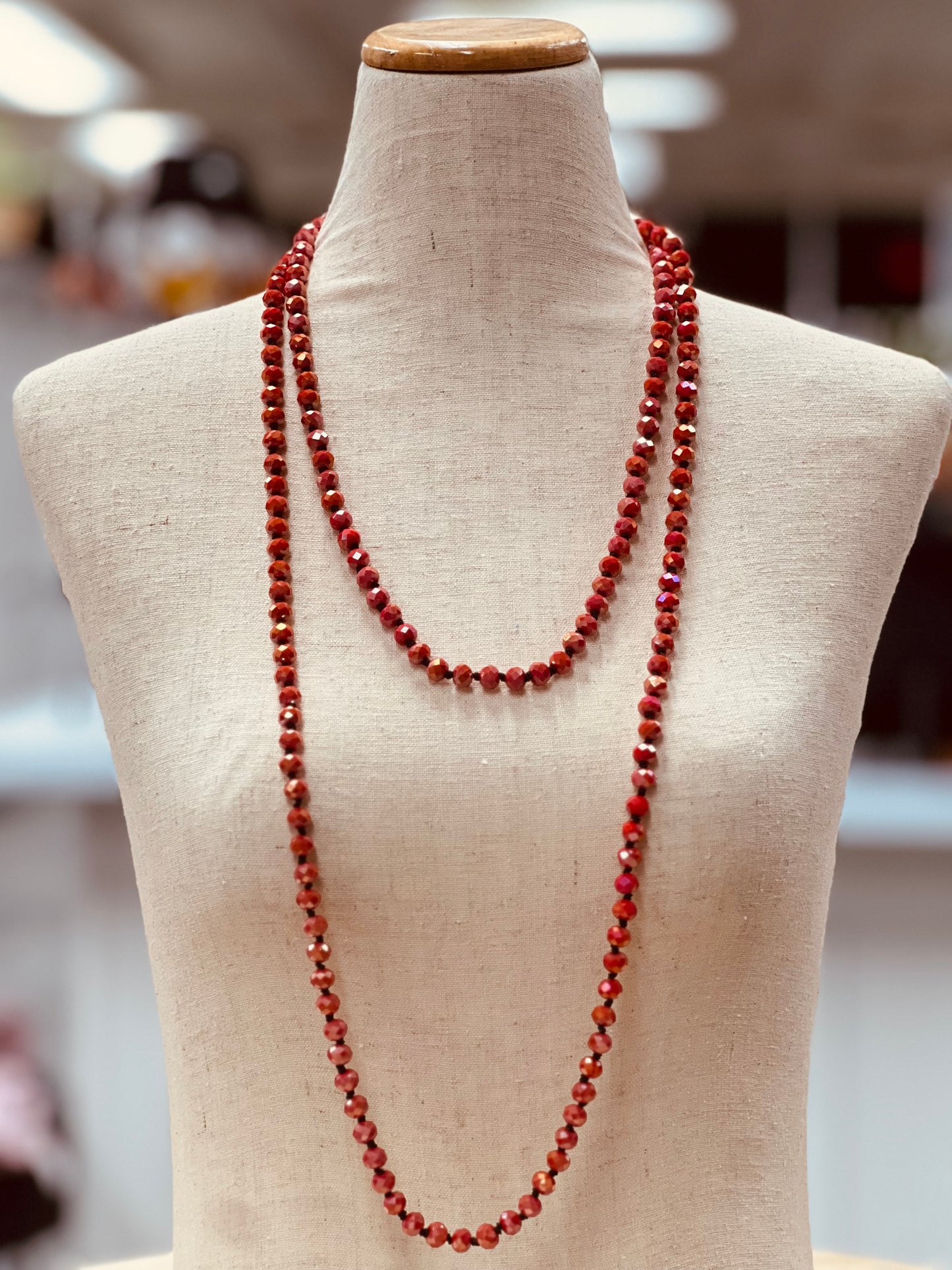 Crystal Bead Long Necklace