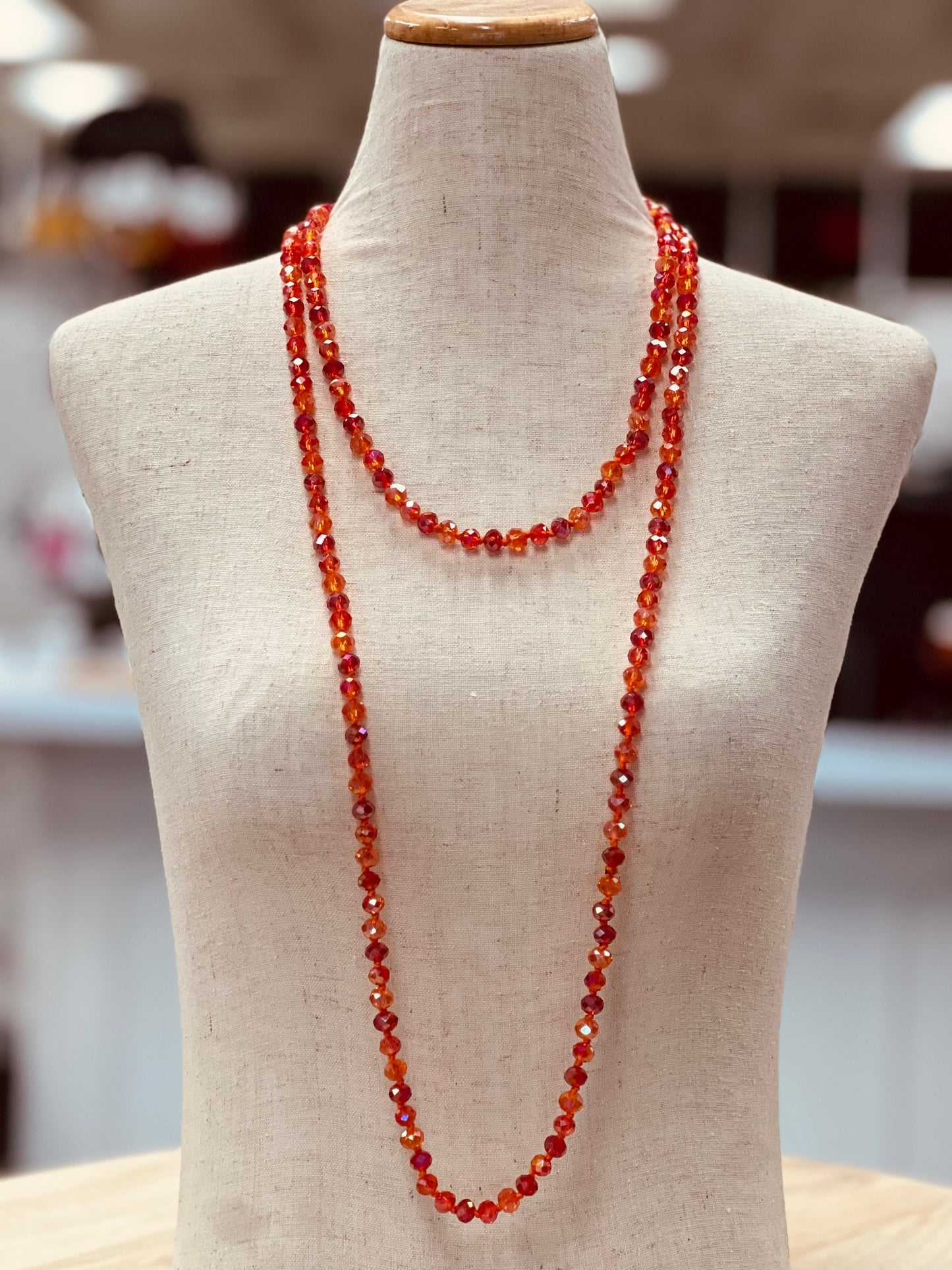 Crystal Bead Long Necklace