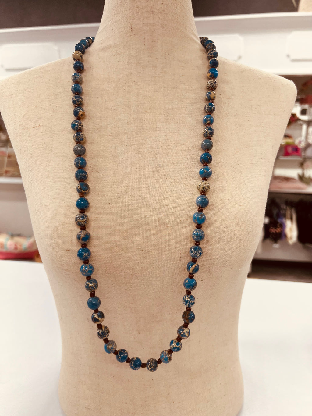 Blue Stone Bead Necklace