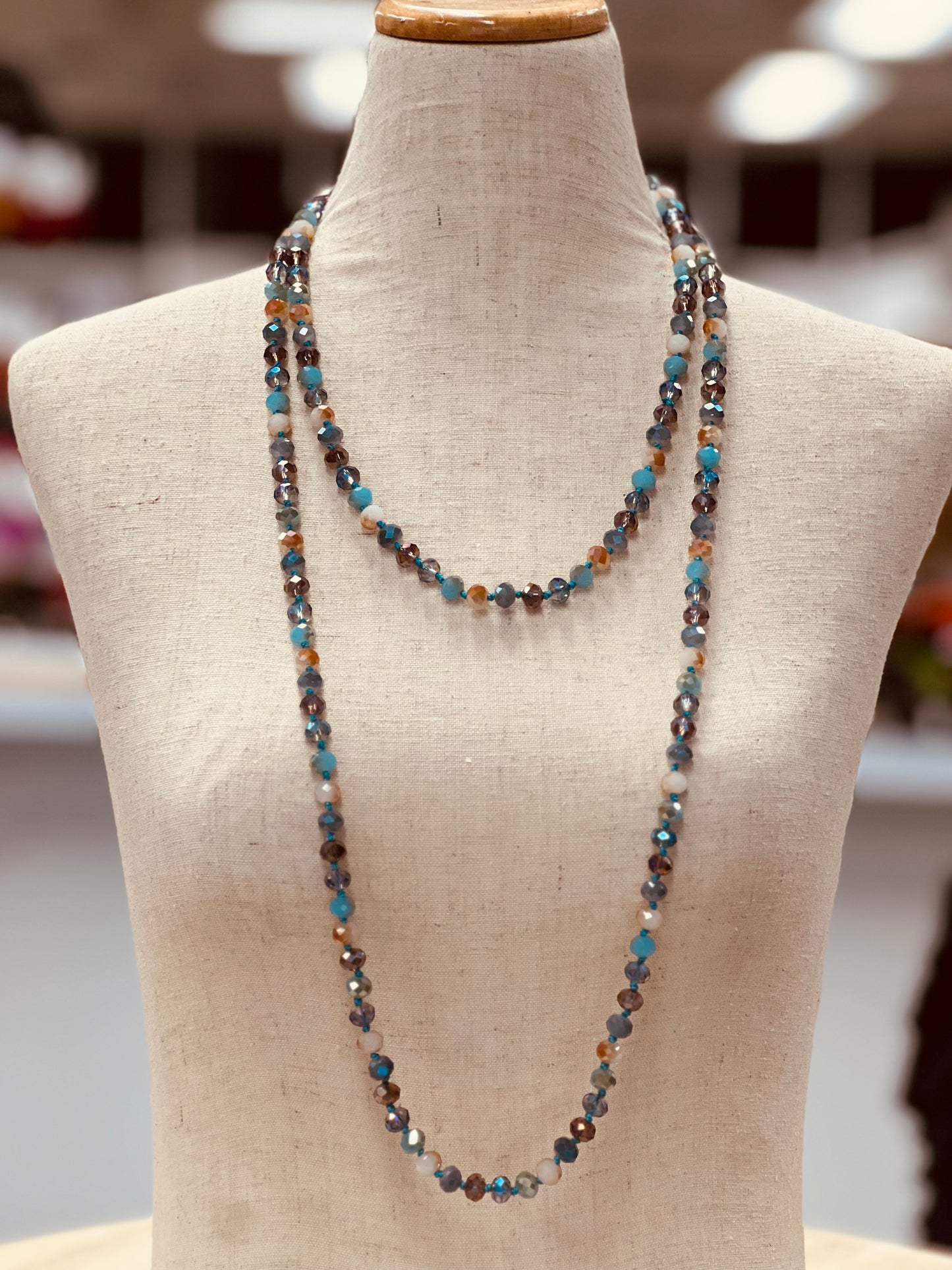 Crystal Bead Long Necklace