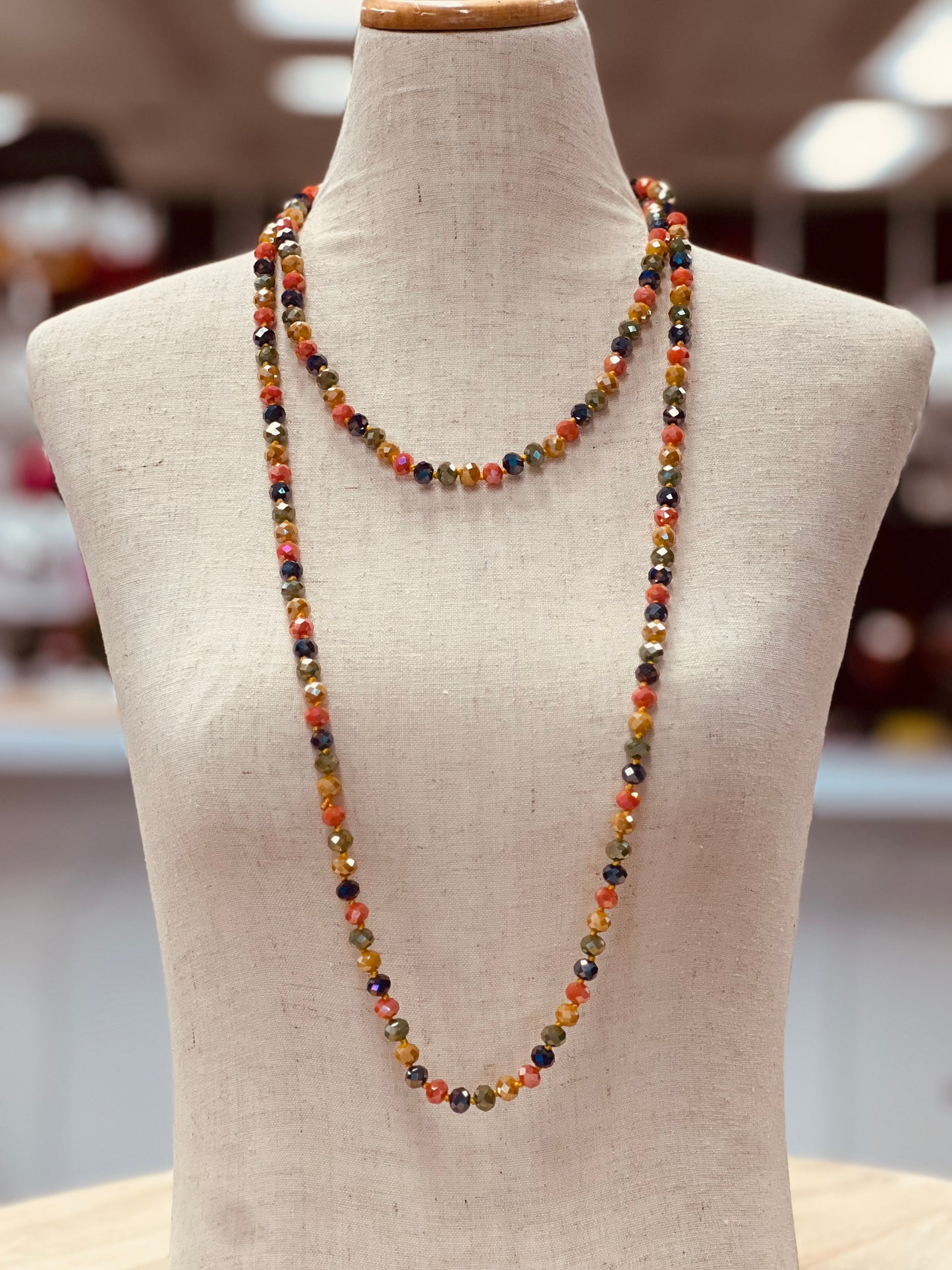 Crystal Bead Long Necklace