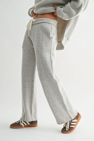 Mono B Marina Textured Cotton Blend Wide Leg Pants