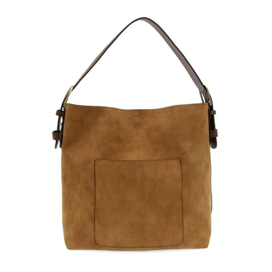 Toffee Hobo Coffee Handle Rich Faux Suede Handbag by Joy Susan