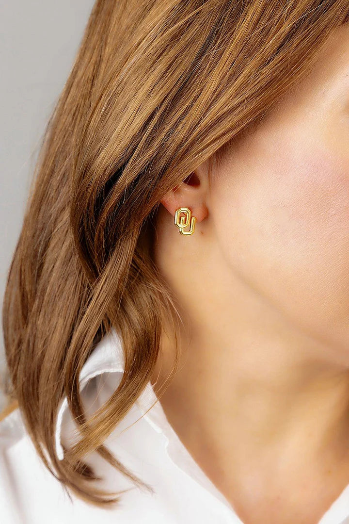 Oklahoma Sooners 24K Gold Plated Stud Earrings