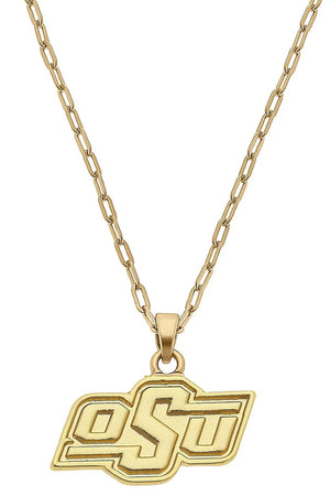 Oklahoma State Cowboys 24K Gold Plated Pendant Necklace by Canvas Style