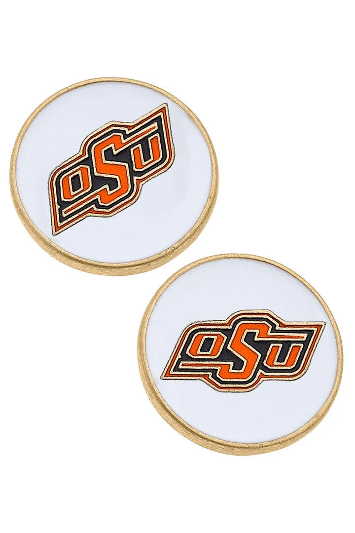 Oklahoma State Cowboys Enamel Disc Stud Earrings by Canvas Style