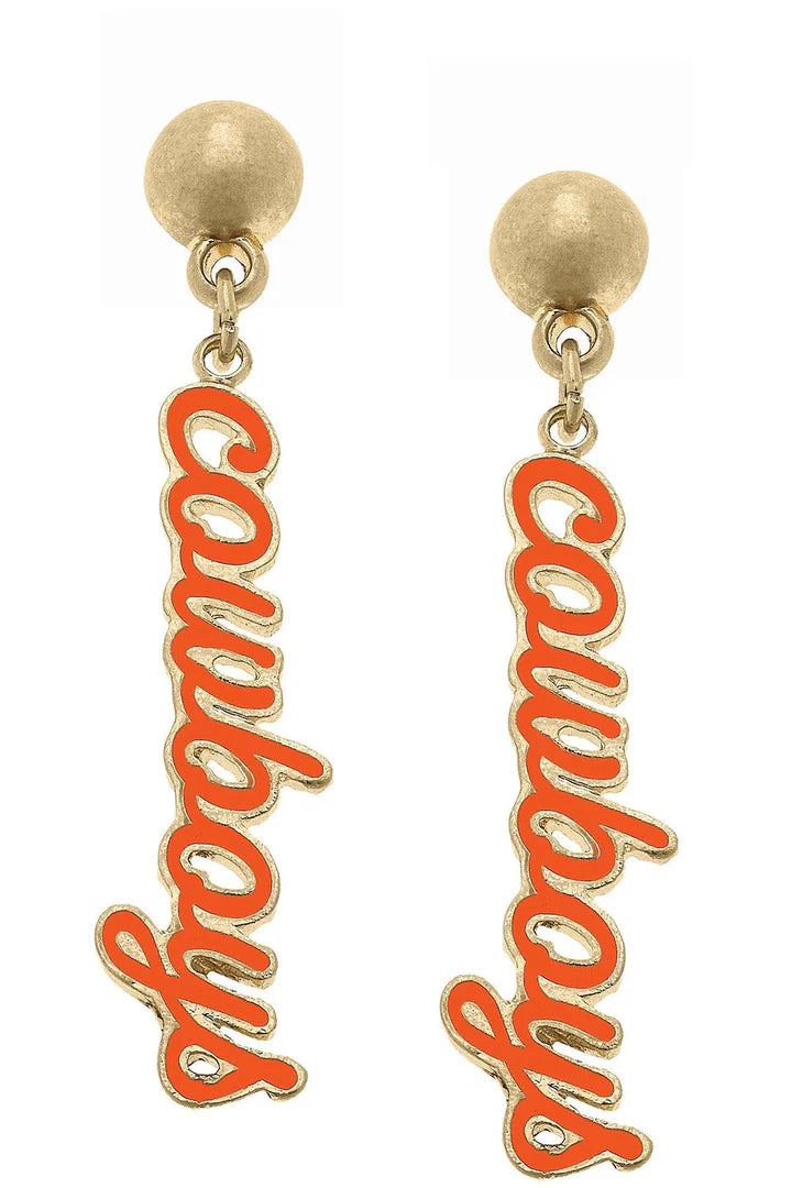 Oklahoma State Cowboys Enamel Script Earrings by Canvas Style