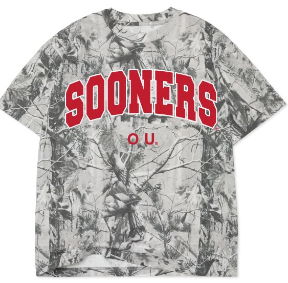 OU Sooners Filled Gault Black/White Camouflage Graphic Tee by LivyLu