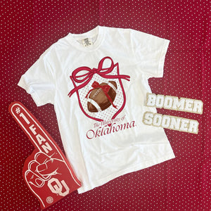 **Coming Soon**OU Polkadot Crest & Football Graphic Tee by Calamity Jane's Apparel