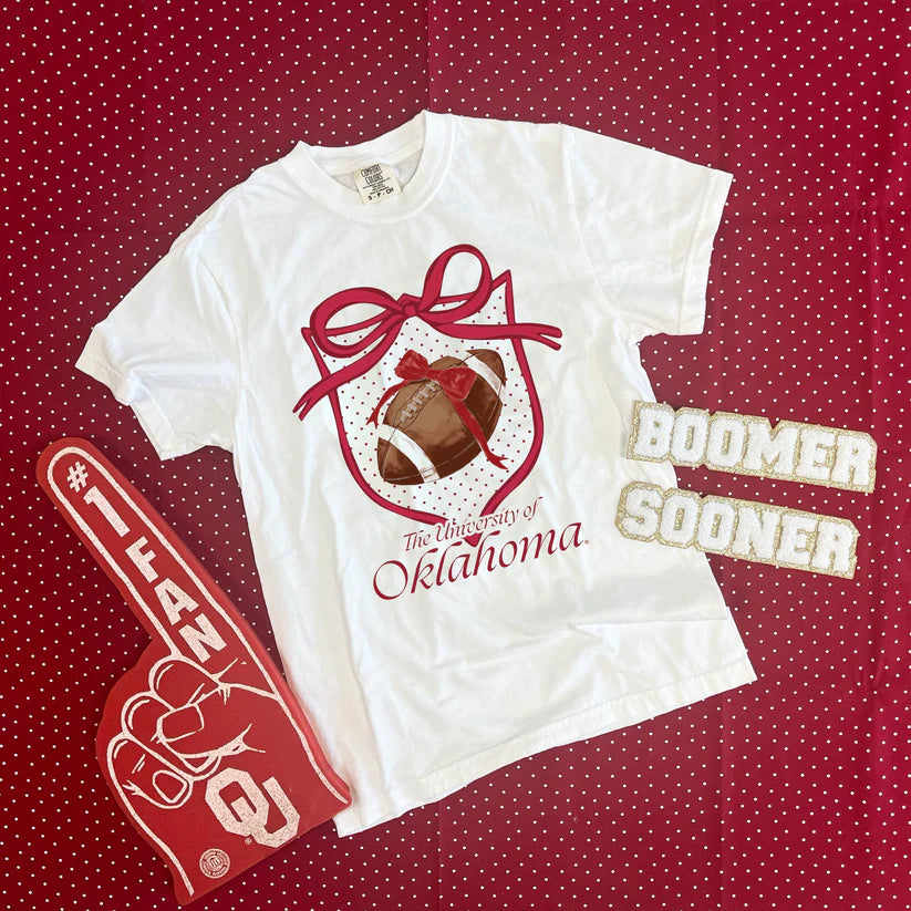 **Coming Soon**OU Polkadot Crest & Football Graphic Tee by Calamity Jane's Apparel