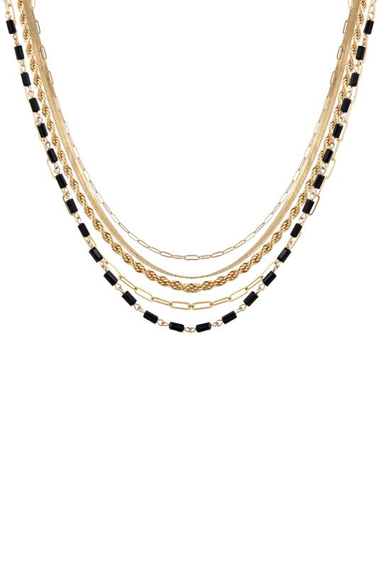 Mixed Chain Glass Bead Layered Necklace