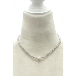 Silver Bead Necklace With Ball Pendant