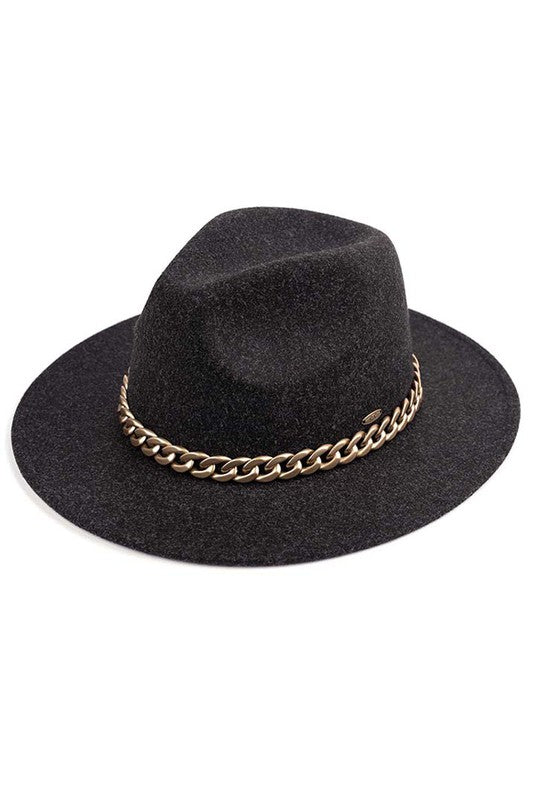 C.C. Vegan Felt Panama Hat With Lightweight Chain