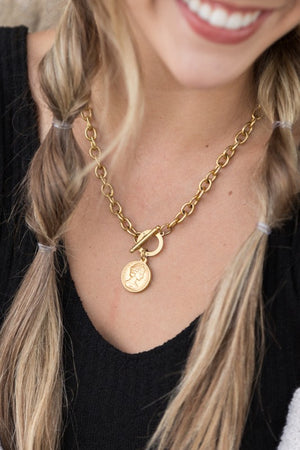 Coin Accent Toggle Necklace