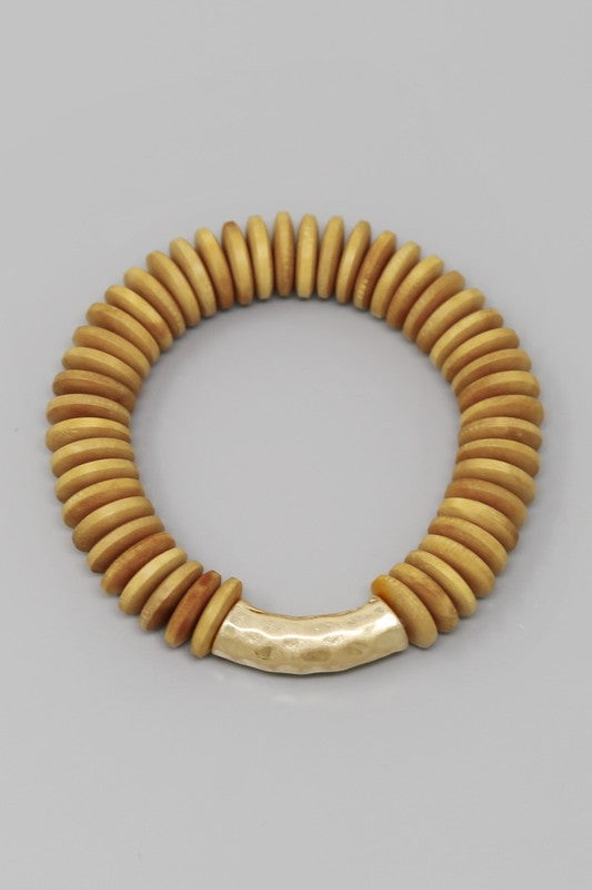 Wooden Disc Stretch Bracelet